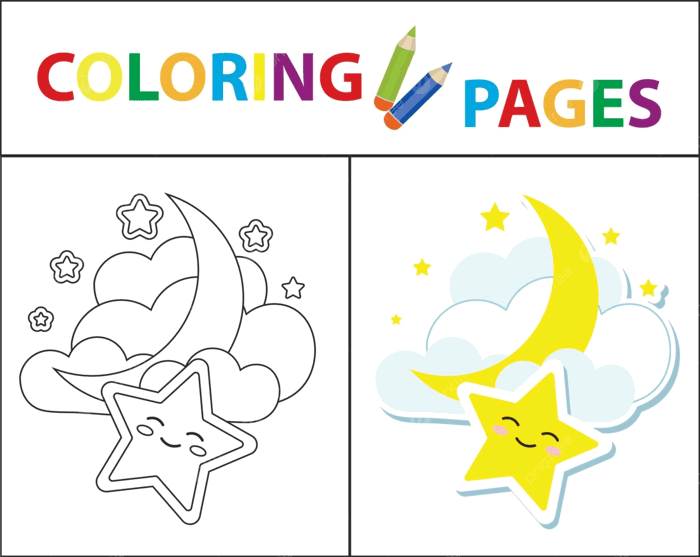 Hình ảnh Tranh Tô Màu Mặt Trăng Và Ngôi Sao Cho Trẻ Em Tranh Tô Màu Không  Màu Vector PNG , Bản Vẽ Ngôi Sao, Vẽ Mặt Trăng, Vẽ Nhẫn minh họa