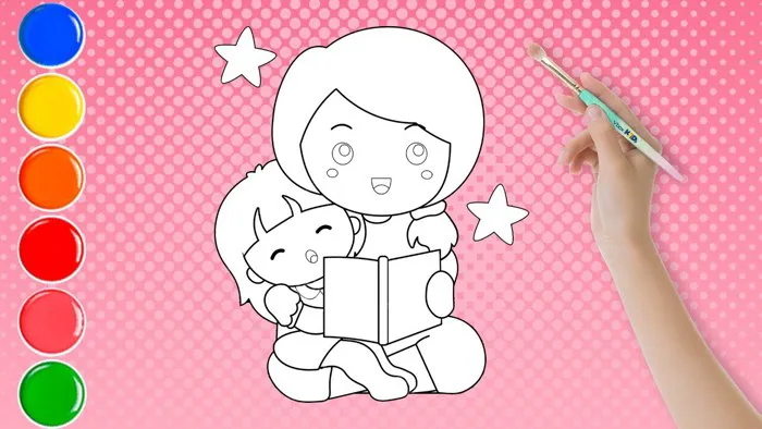 Cách vẽ mẹ và con gái dễ nhất | Vẽ và tô màu mẹ con đơn giản | Vẽ gia đình  mẹ và em