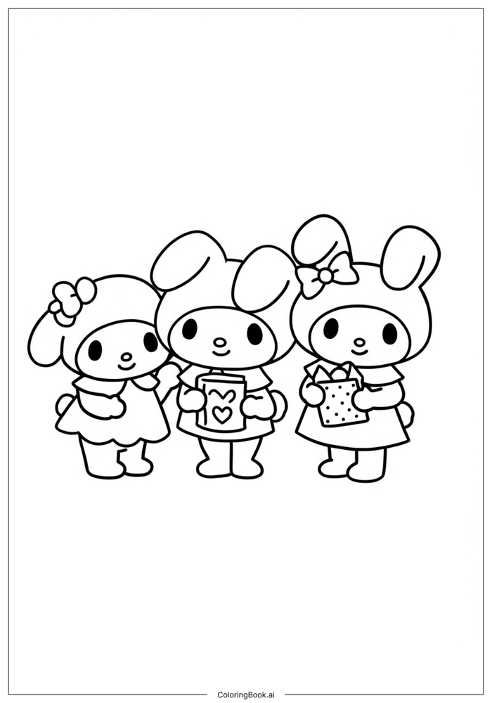 16 trang tô màu My Melody (PDF và PNG miễn phí)