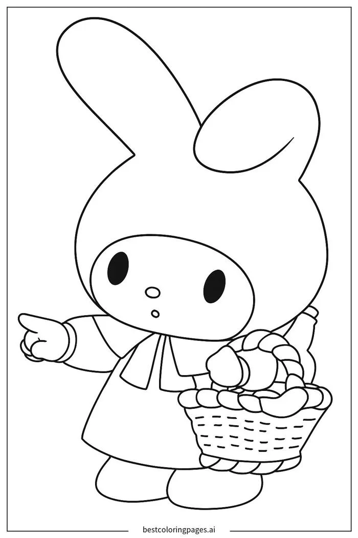 Hình vẽ nhân vật My Melody dễ thương Trang tô màu - In miễn phí |  BestColoringPages AI
