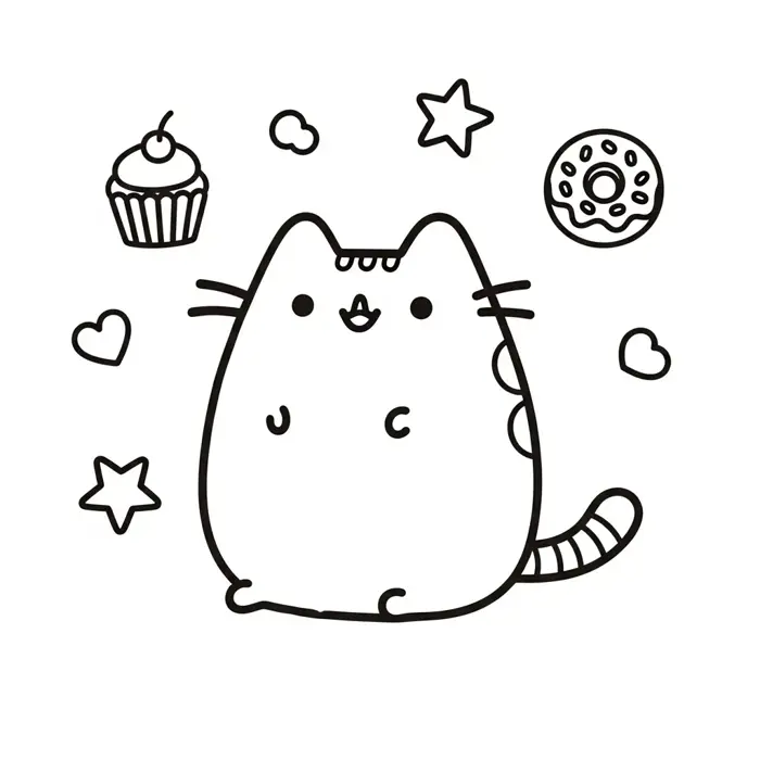 35 Tranh Tô Màu Mèo Pusheen Dễ Thương, Tải PDF Ngay