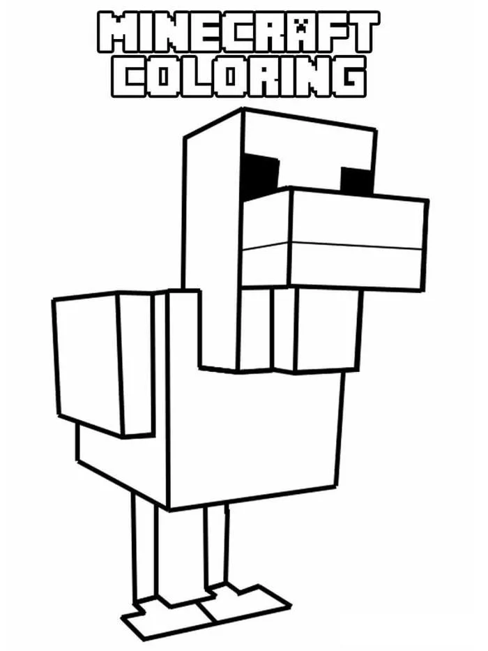 Tô màu Con Gà Trong Minecraft - Trang Tô Màu Cho Bé
