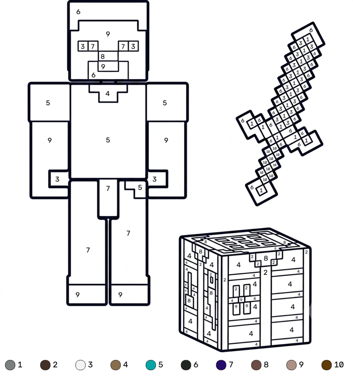 20 Steve Minecraft tranh tô màu - Vui chơi và tô màu