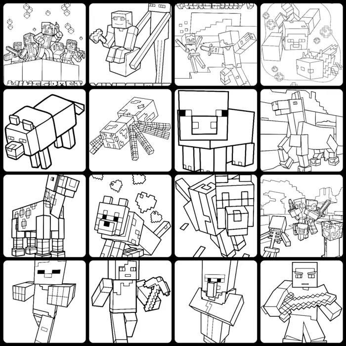 Tranh tô màu cho bé 50 tranh chủ đề MINECRAFT. Giấy 250g tô chì sáp dạ màu  nước... các khổ A4-A5. Tặng bút sáp. Bộ Tranh Tô Màu A4 A5 Tranh Tô