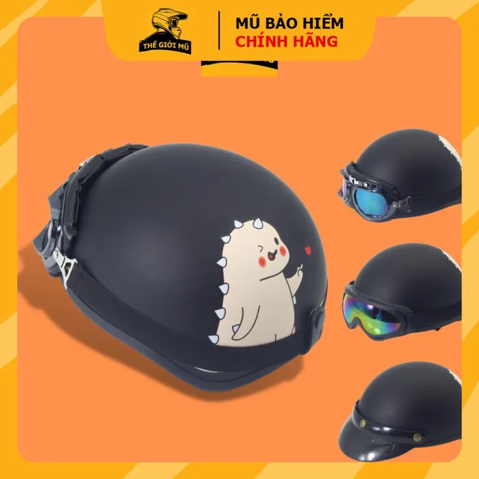 Mũ bảo hiểm nửa đầu in hình Khủng Long màu hồng,nón bảo hiểm thời trang  cute nhất,có kèm kính_thế giới nón. | Shopee Việt Nam