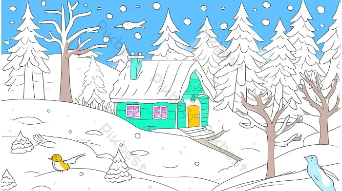Tải miễn phí Tranh Tô Màu Ngôi Nhà Tuyết Mùa đông Nền | JPG chuyên nghiệp -  Pikbest