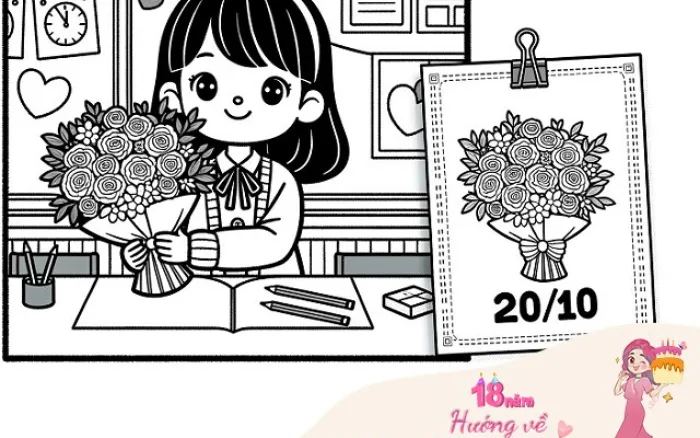 Gợi ý 15 mẫu tranh tô màu bé làm thiệp tặng mẹ, tặng bà, tặng cô giáo ngày 20/10 Gợi ý 15 mẫu tranh tô màu bé làm thiệp tặng mẹ, tặng bà, tặng cô giáo ngày 20/10