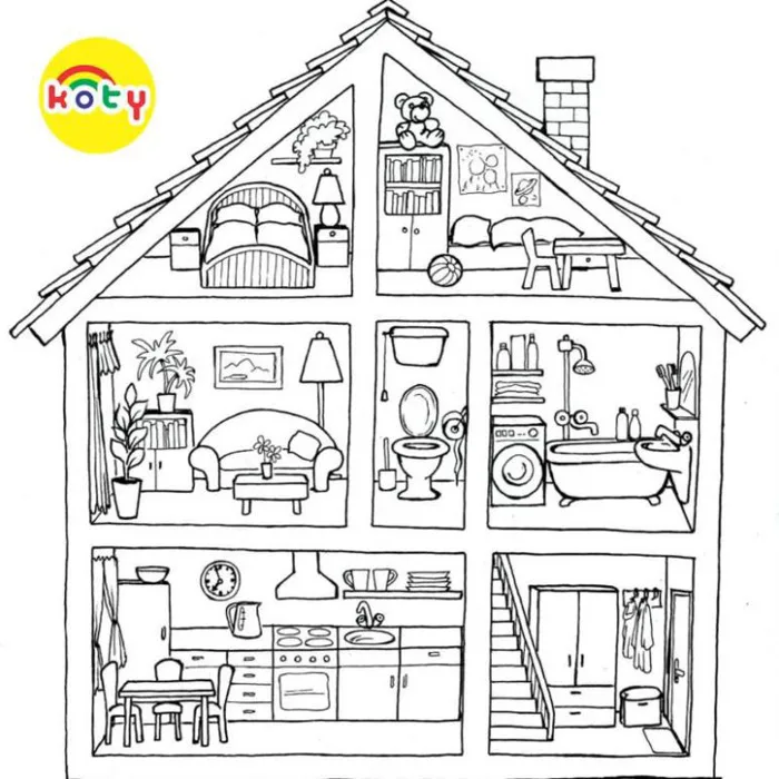 Tranh Tô Màu Dollhouse Ngôi nhà búp bê - Bộ 20 Tờ Tranh Tô Màu A4 A5 Dành  Cho Màu Sáp, Màu Chì - TRANH TÔ MÀU KOTY - Vetranhtomau.com