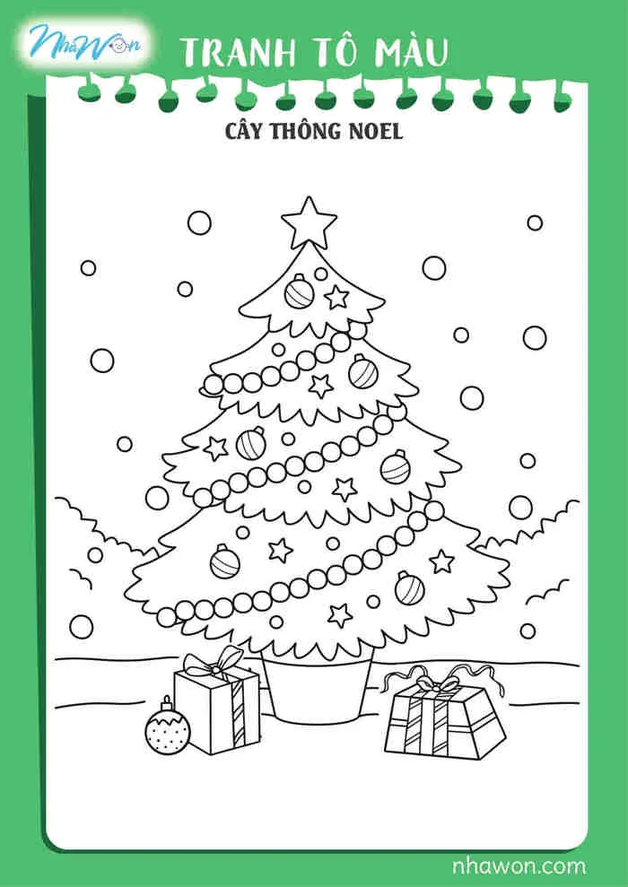 Tranh Tô Màu Cây Thông Noel
