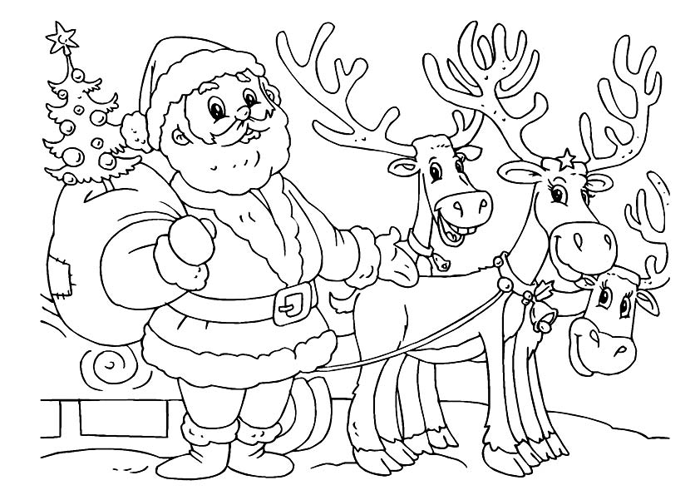 Tô màu ông già noel và tuần lộc - Trang Tô Màu Cho Bé Tô màu ông già noel và tuần lộc - Trang Tô Màu Cho Bé