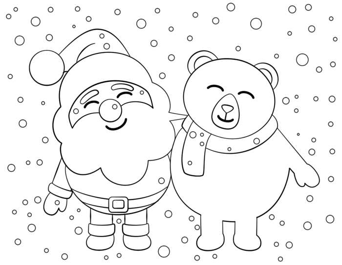Tô màu ông già noel và gấu vui vẻ - Trang Tô Màu Cho Bé Tô màu ông già noel và gấu vui vẻ - Trang Tô Màu Cho Bé