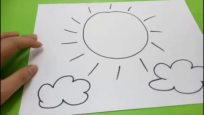 Vẽ, tô màu ông mặt trời và đám mây Vẽ, tô màu ông mặt trời và đám mây