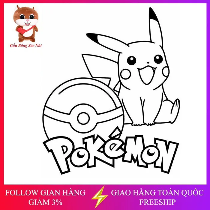 Bộ 20 tranh tô màu Pikachu dễ thương cho bé | Shopee Việt Nam