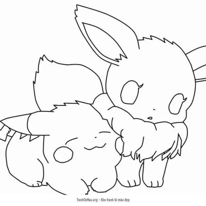 Tải tranh tô màu Pikachu và Eevee