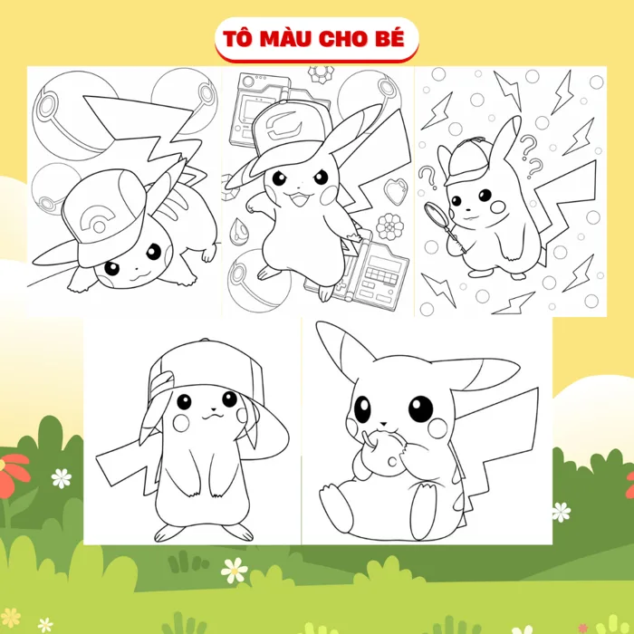 Tô Màu Pikachu Cute Bộ Tranh Tô Màu Pokémon Cho Bé | Shopee Việt Nam