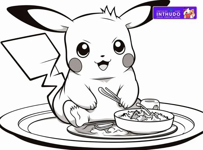 Tranh tô màu Pikachu dễ thương - Tải miễn phí