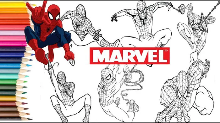 Siêu Nhân Người Nhện - Tô Màu Siêu Nhân Nhện Các Màu- Dạy Vẽ Cho  Bé//Coloring spider man