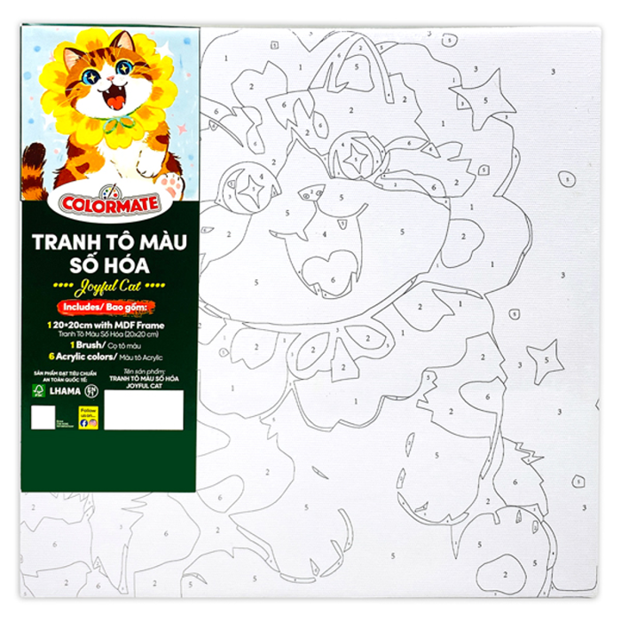 Tranh Tô Màu Số Hóa Joyful Cat 20*20(Cm) (0170-BMQT) – Phương Nam Retail