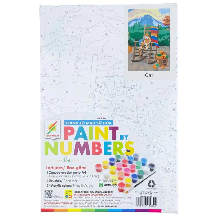 Tranh tô màu số hoá Colormate Cat 20x30cm