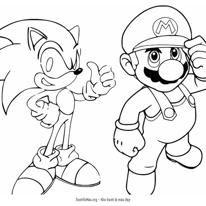 Tải tranh tô màu sonic và mario