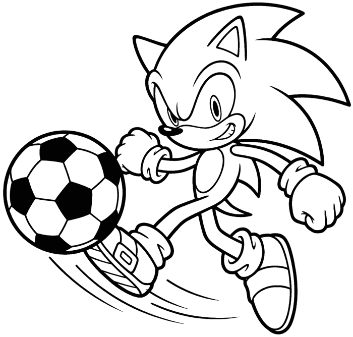 Sonic chơi bóng đá | trang tô màu miễn phí để in