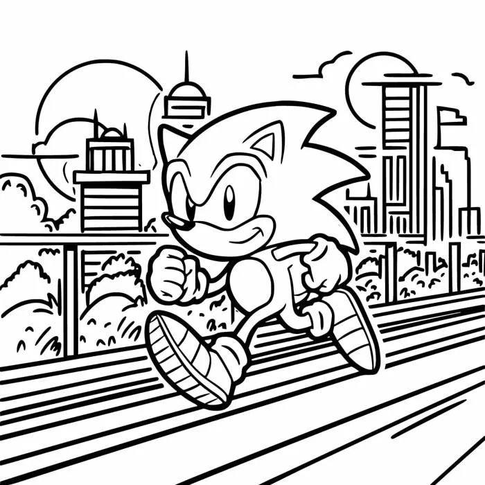 Tô màu Sonic Trong Thành Phố - Trang Tô Màu Cho Bé