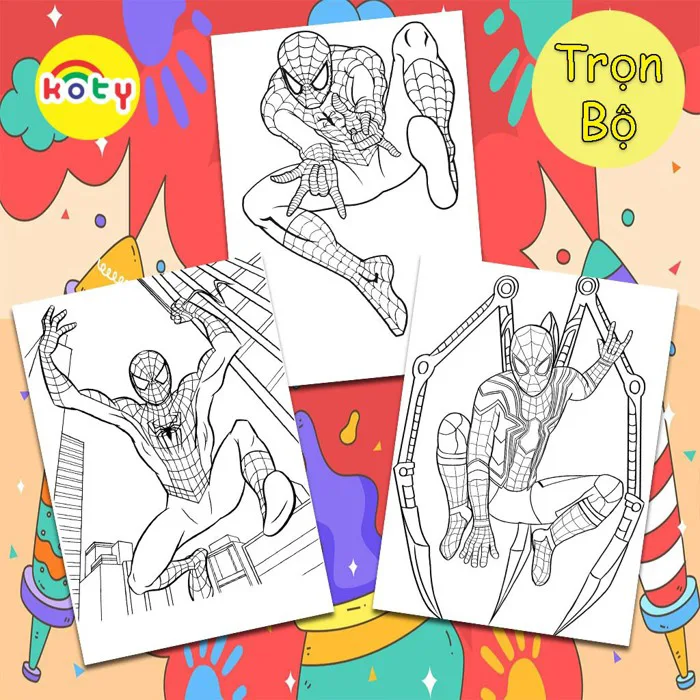 Tranh Tô Màu Spider Man (Người nhện) - Bộ 30 Tờ Giấy A4 A5 Dành Cho Màu  Sáp, Màu Chì - TRANH TÔ MÀU KOTY TM581 | Lazada Việt Nam