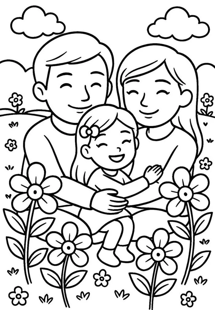 Bé tô màu tranh gia đình tặng bố mẹ ngày Vu Lan báo hiếu Bé tô màu tranh gia đình tặng bố mẹ ngày Vu Lan báo hiếu