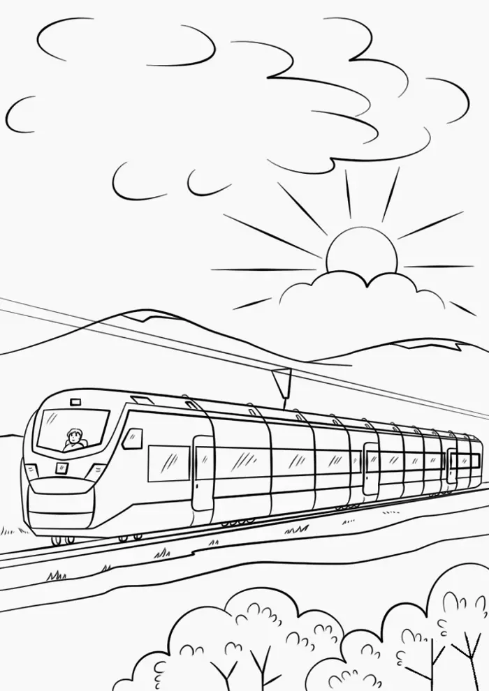 Bộ tranh tô màu tàu lửa đẹp giúp bé học mà chơi