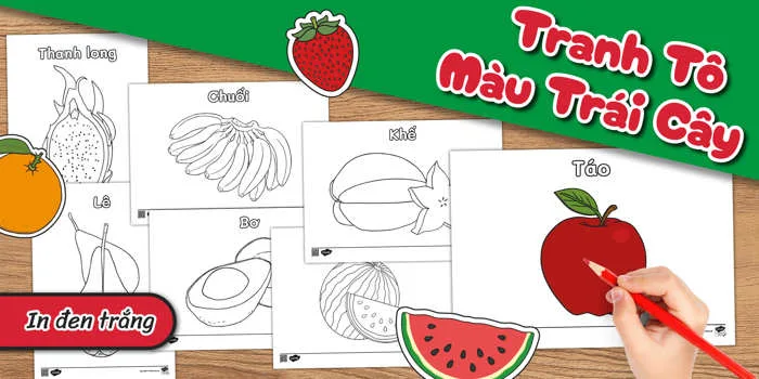 Tranh Tô Màu Trái Cây Cho Bé Mầm Non và Tiểu Học - Tài Liệu Tiểu Học
