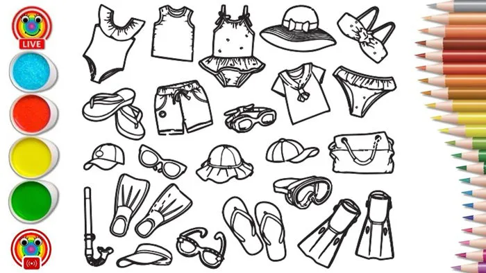 Tranh tô màu trang phục thời trang mùa hè cho bé - Outfits, Fashion, Summer  Coloring pages for kids
