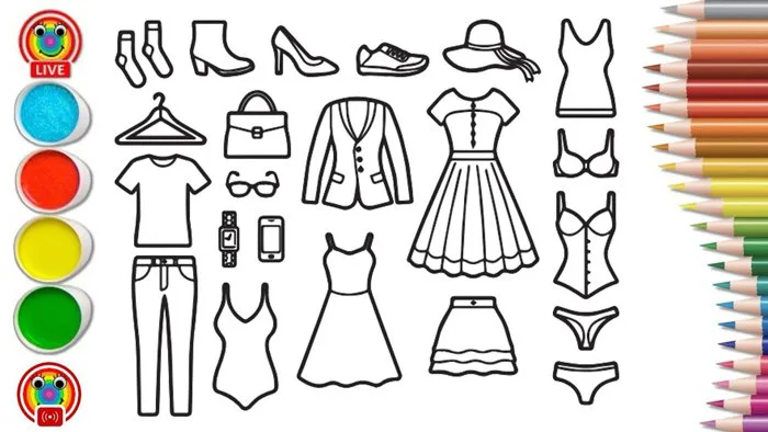 Tranh tô màu trang phục thời trang mùa hè cho bé - Outfits, Fashion, Summer  Coloring pages for kids