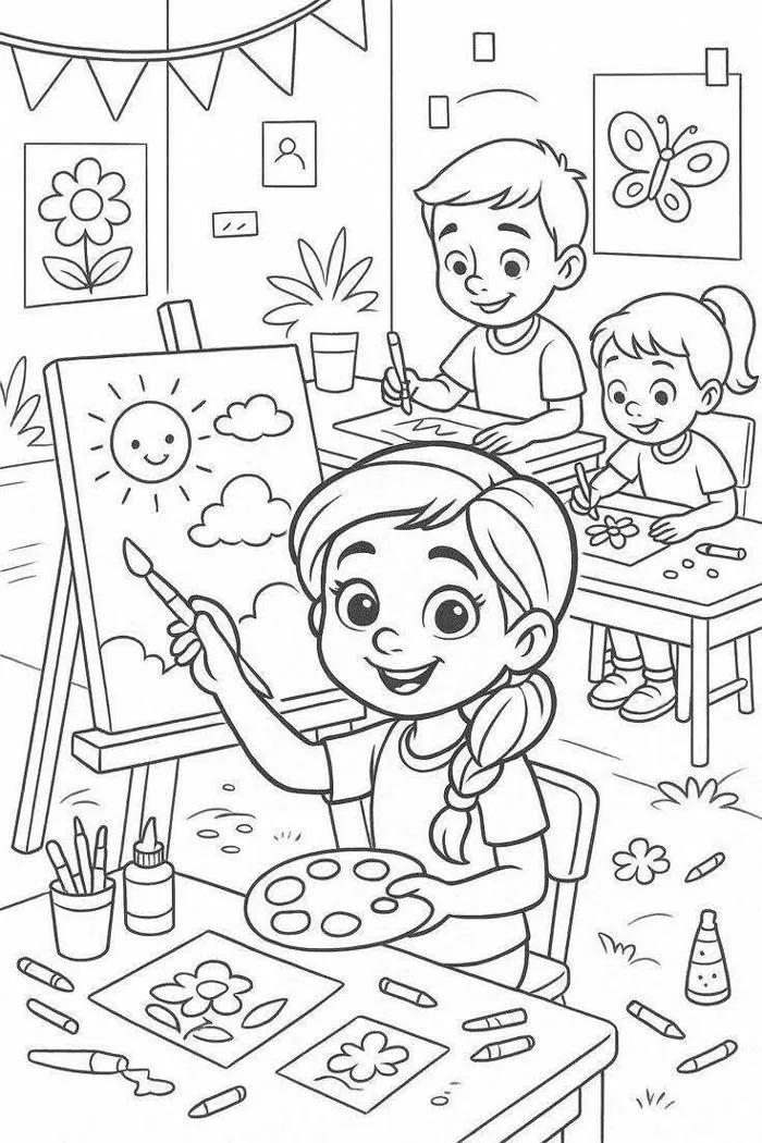 Tranh tô màu trường học, giúp bé hào hứng làm quen năm học mới