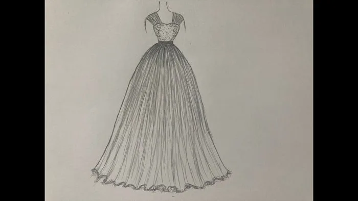 Cách vẽ váy dạ hội công chúa | Hướng dẫn vẽ váy dạ hội kiểu công chúa | How  to draw a simple dress