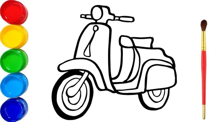Vẽ tranh và tô màu xe máy | Bé tập vẽ tranh và tô màu đơn giản