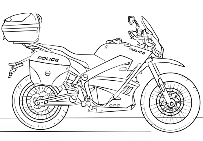 Tô màu xe máy thể thao cảnh sát - Trang Tô Màu Cho Bé