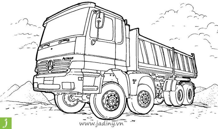 Bộ tranh tô màu xe tải cực đẹp cho các bé – Jadiny