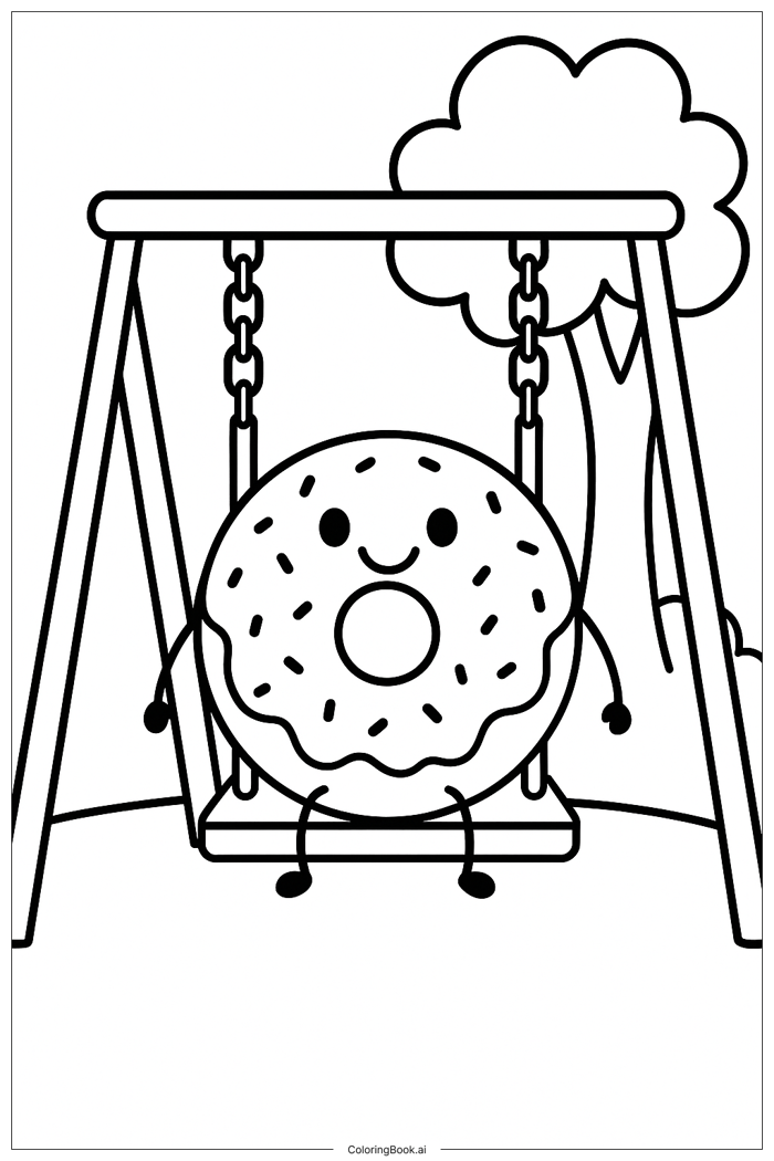 Trang Tô Màu Bánh donut trên xích đu trong công viên (Có thể In Miễn Phí dưới định dạng PDF & PNG) Trang Tô Màu Bánh donut trên xích đu trong công viên (Có thể In Miễn Phí dưới định dạng PDF & PNG)