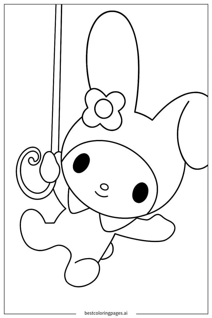 My Melody trên xích đu Trang tô màu - In miễn phí | BestColoringPages AI My Melody trên xích đu Trang tô màu - In miễn phí | BestColoringPages AI