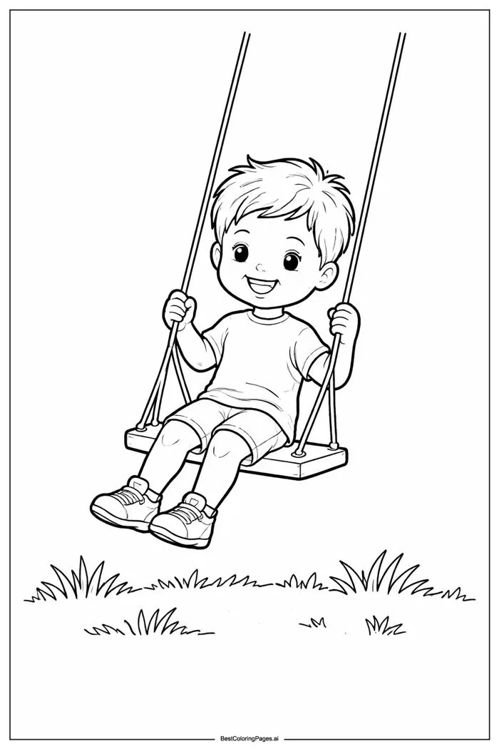 Bé Trai Mẫu Giáo Đang Chơi Xích Đu Trang tô màu - In miễn phí | BestColoringPages AI Bé Trai Mẫu Giáo Đang Chơi Xích Đu Trang tô màu - In miễn phí | BestColoringPages AI