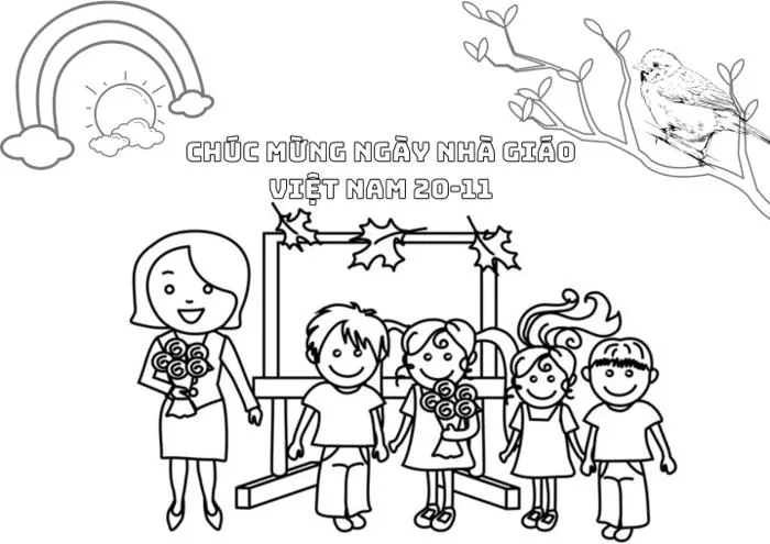 MẪU TÔ MÀU CHO BÉ CHÚC MỪNG NGÀY 20/11
