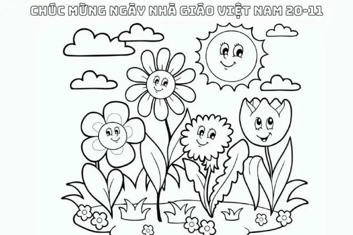 Tranh tô màu 20/11 ý nghĩa giáo dục về lòng biết ơn