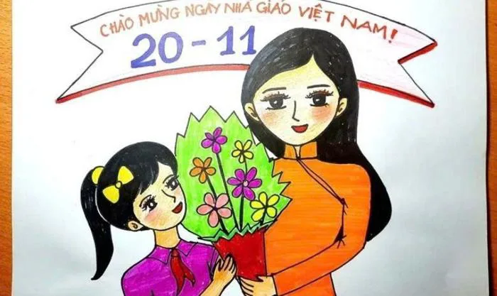 99+ tranh vẽ 20/11 đẹp, đạt giải tri ân thầy cô 2025