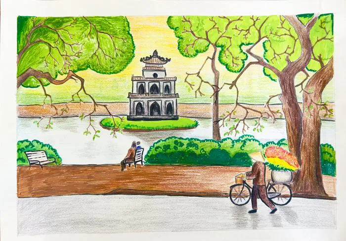 Vẽ Hồ Gươm Đơn Giản