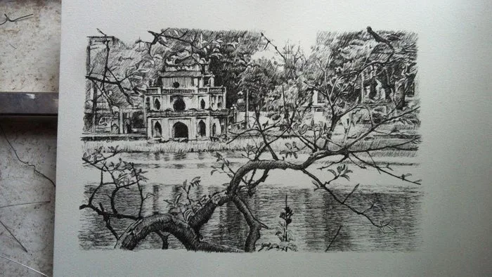 Vẽ Hồ Gươm | Hồ Hoàn Kiếm | Vtung Art