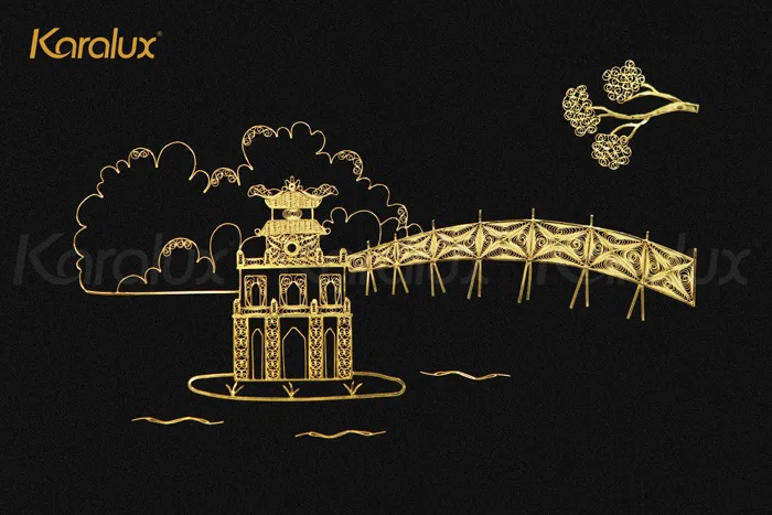 Tranh Hồ Gươm mạ vàng 24K - Quà tặng ngoại giao ý nghĩa