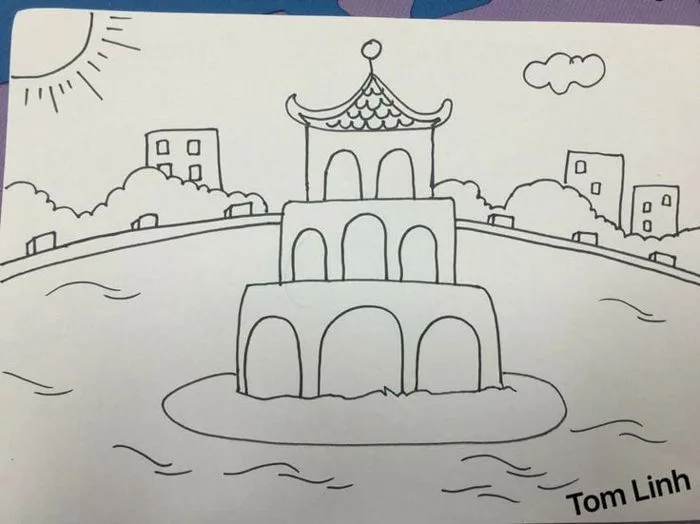 Tranh tô màu Hồ Gươm