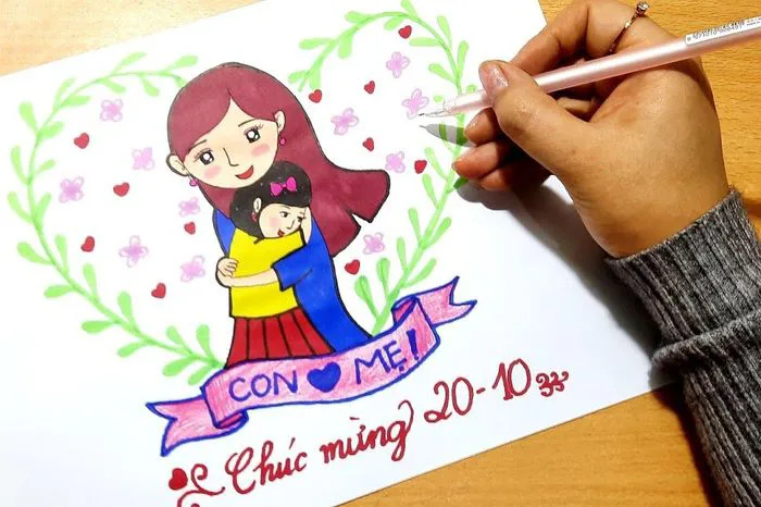 Tổng hợp những bức tranh vẽ 20/10 đơn giản nhưng đẹp mắt để dành tặng Mẹ và  Cô giáo