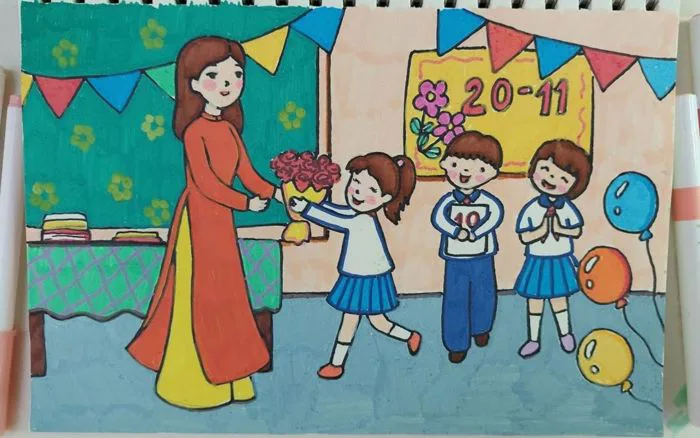80+ Tranh vẽ 20/11 tri ân thầy cô đơn giản, đẹp nhất