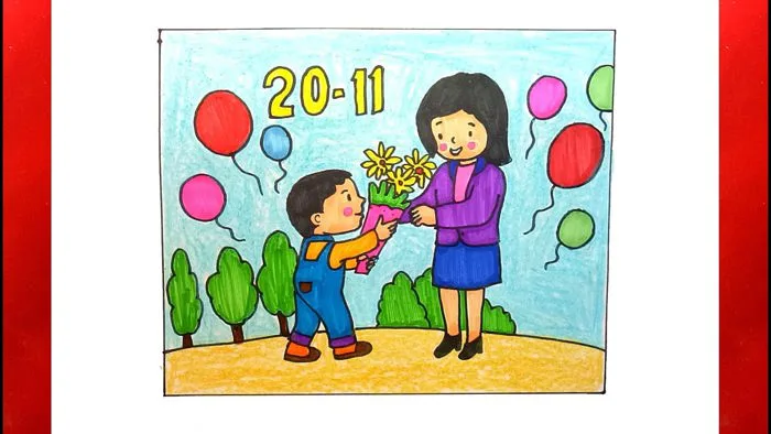 Vẽ tranh đề tài ngày nhà giáo Việt Nam 20-11 đơn giản - Cách vẽ tranh ngày  nhà giáo việt nam 20-11